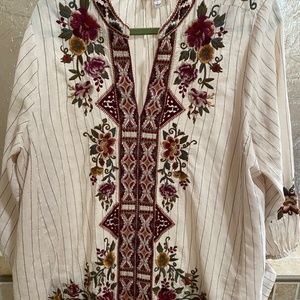 Johnny was cotton embroidered blouse  Size Large $50